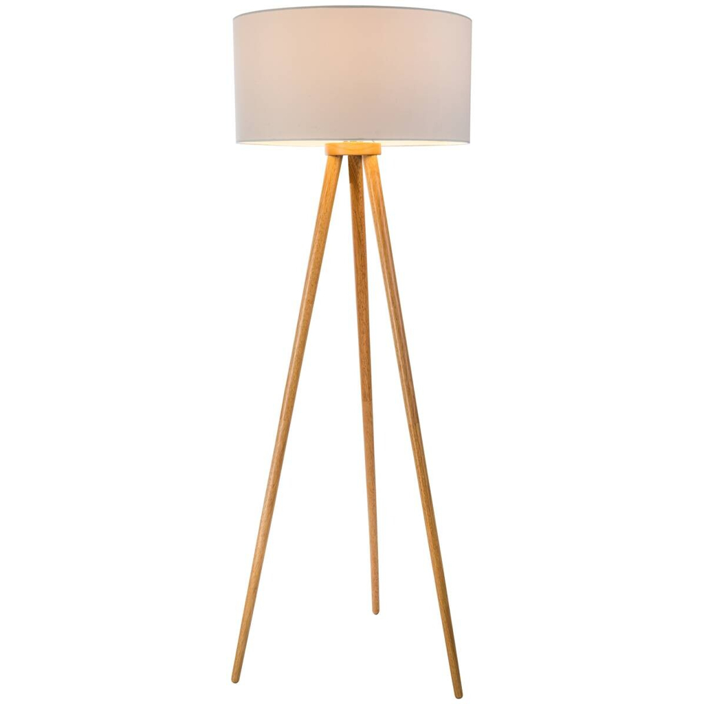 Nowa Stehlampe 40120107 braun weiß Holz H/D: ca. 150x50 cm E27 1 Brennstellen
