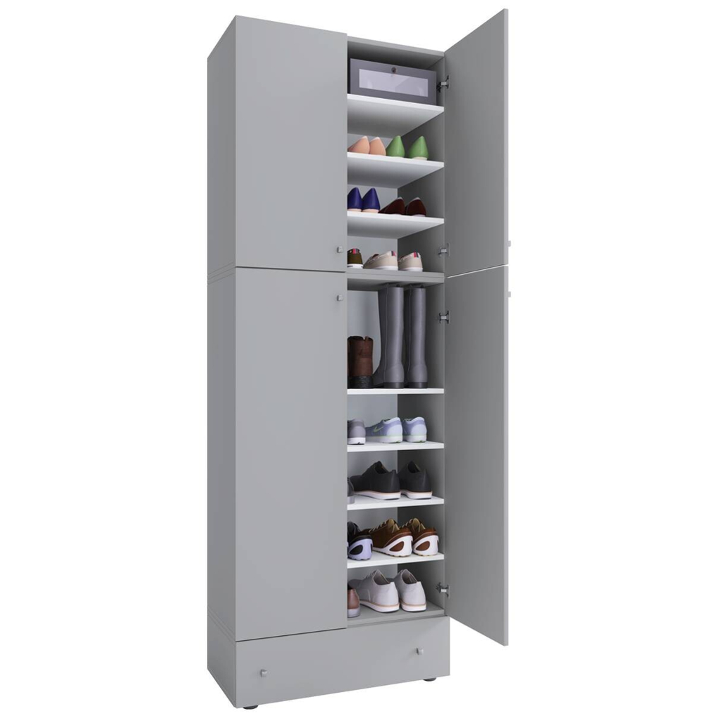 Schuhschrank Lona grau weiß B/H/T: ca. 70x200x39 cm
