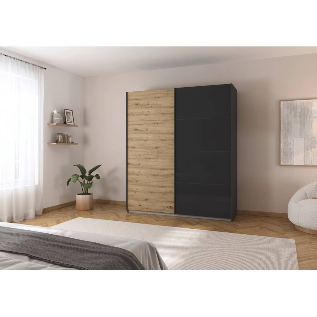 Schwebetürenschrank Quadra grau B/H/T: ca. 180x210x62 cm