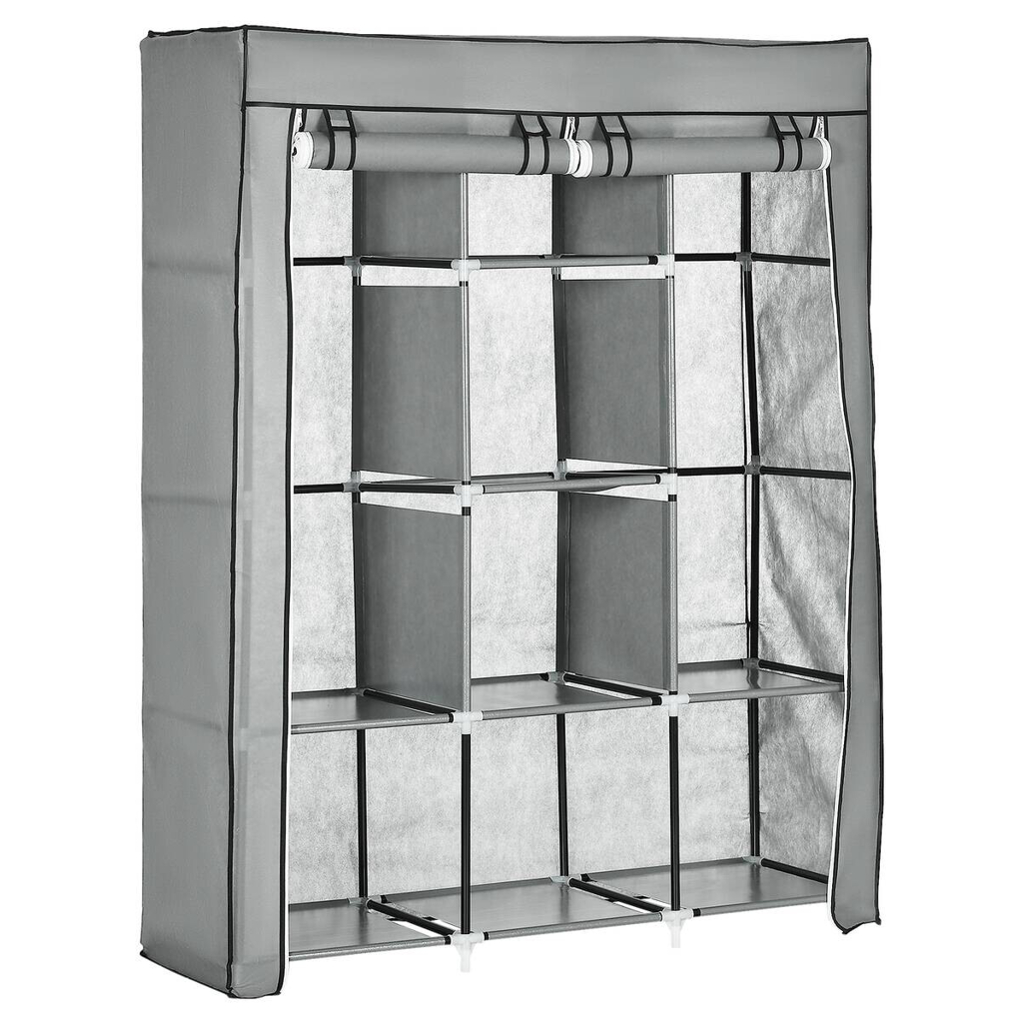 HOMCOM Kleiderschrank hellgrau Edelstahl B/H/L: ca. 43x125x162,5 cm