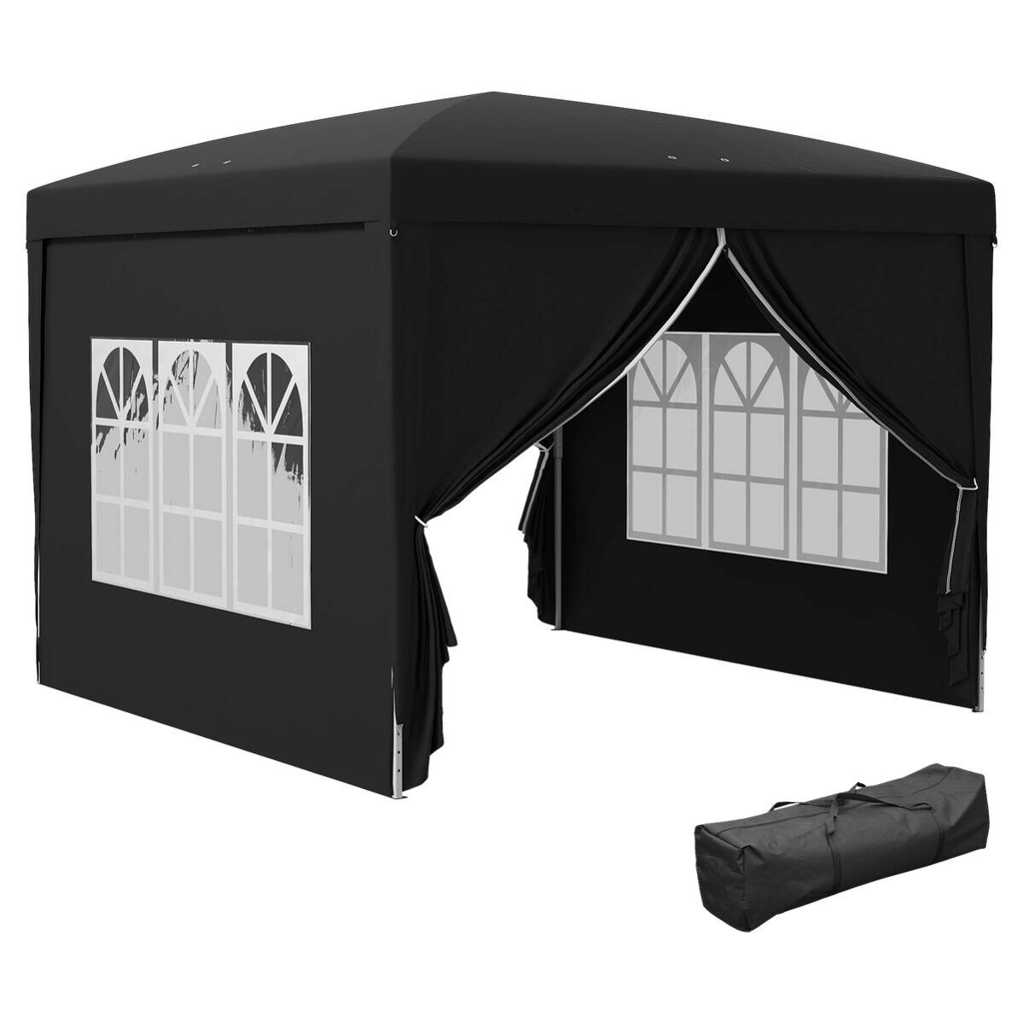 Outsunny Pavillon schwarz Stahl B/H/L: ca. 295x258x295 cm