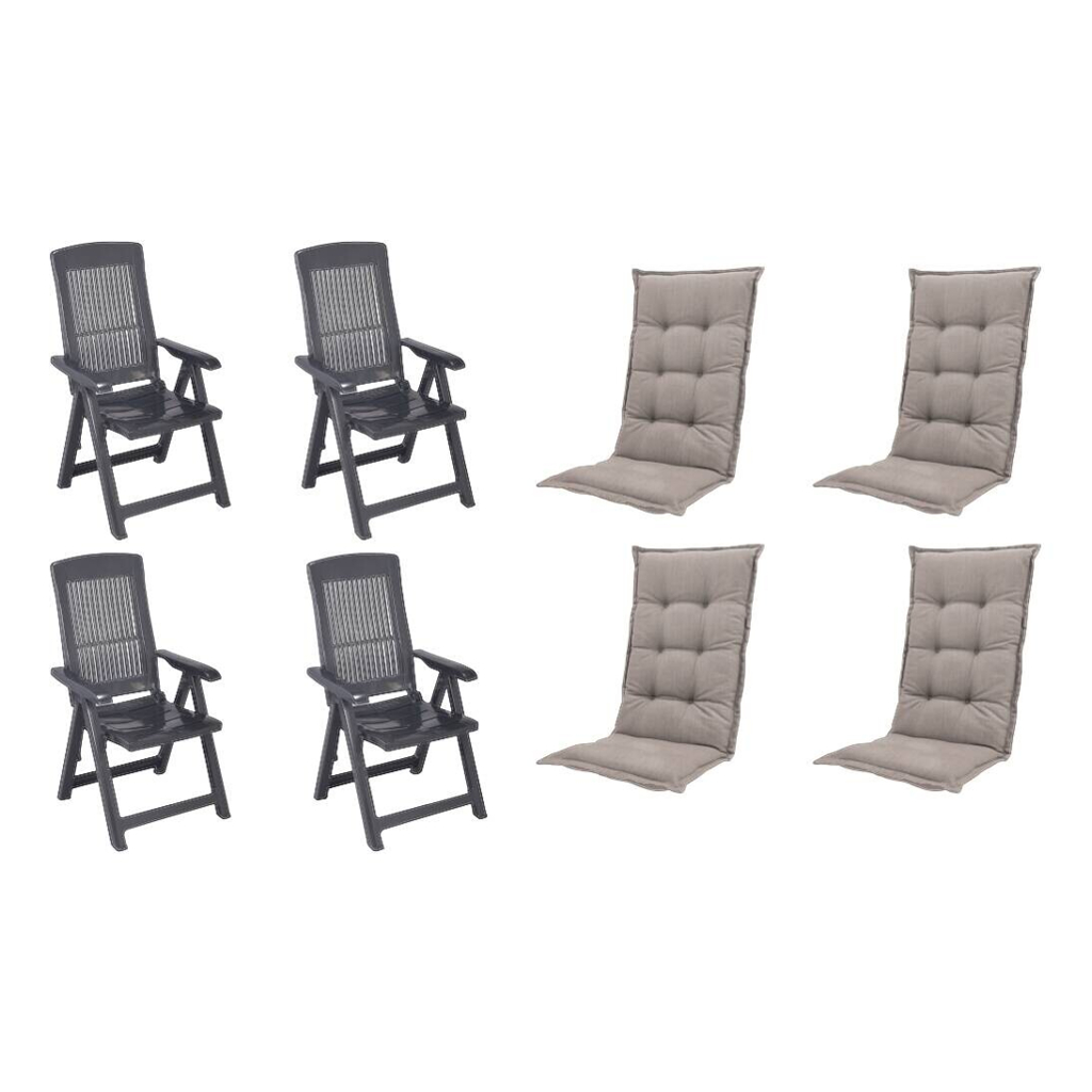 Klappsessel Set + Auflagen Tampa anthrazit Kunststoff …