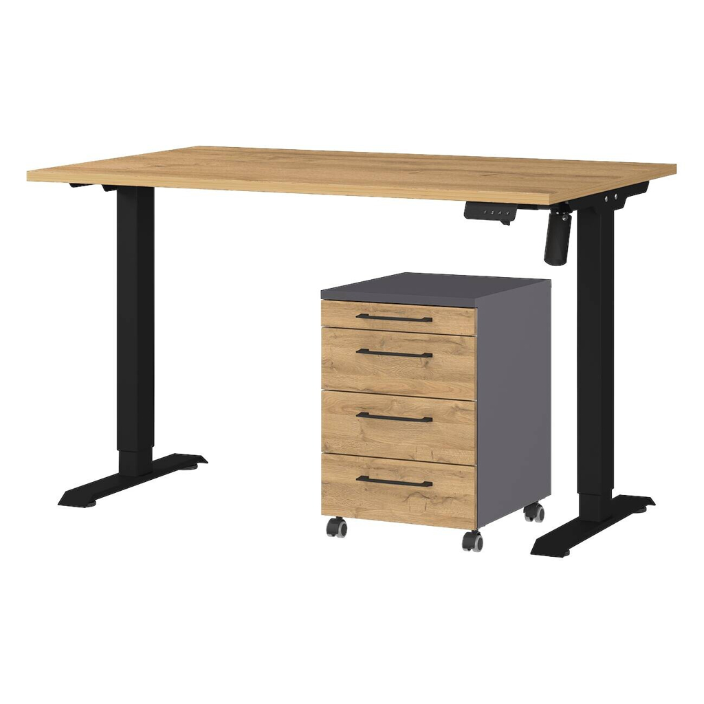 Büro-Sets 9748-582 Eiche Grand-Son Nachbildung schwarz Graphit B/H/T: ca. 177x119x80 cm