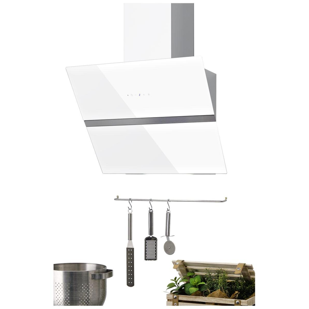 INTERPLAN Dunstabzugshaube Passat Pro White 60 weiß Glas Edelstahl B/H/T: ca. 60x42x38,5 cm