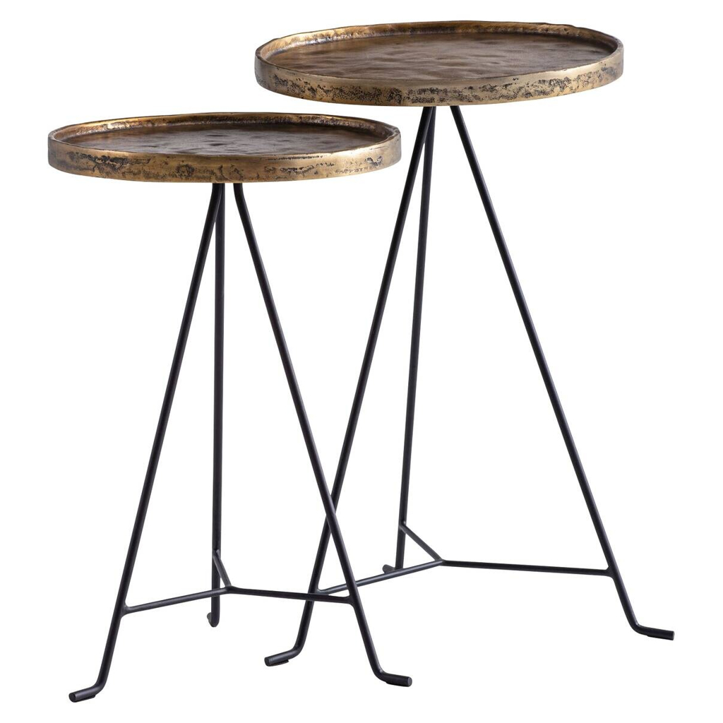 Beistelltisch 2er Set gold dunkel Optik Aluminium B/H/T: ca. 38x63x38 cm