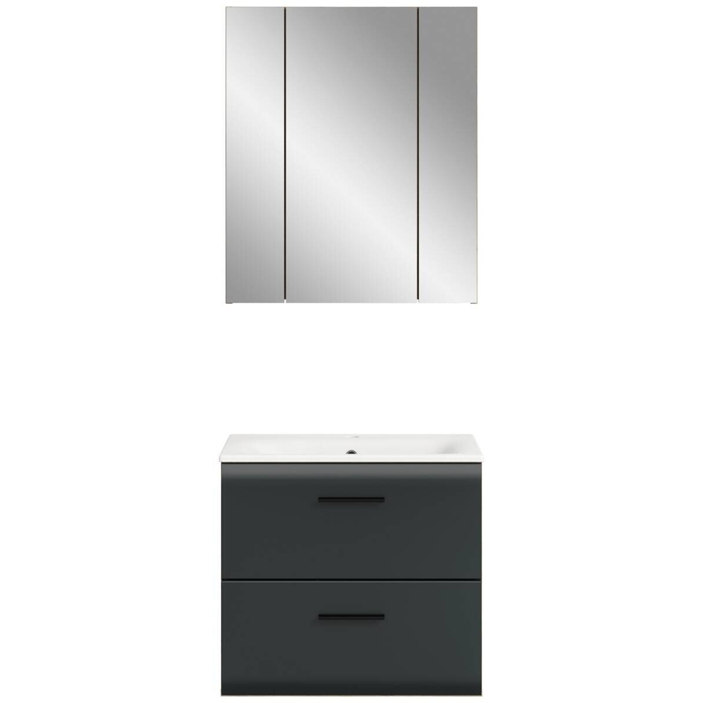 Badezimmer-Set Ice Nox Oak Nachbildung schwarz matt B/H/T: ca. 60x185x46 cm