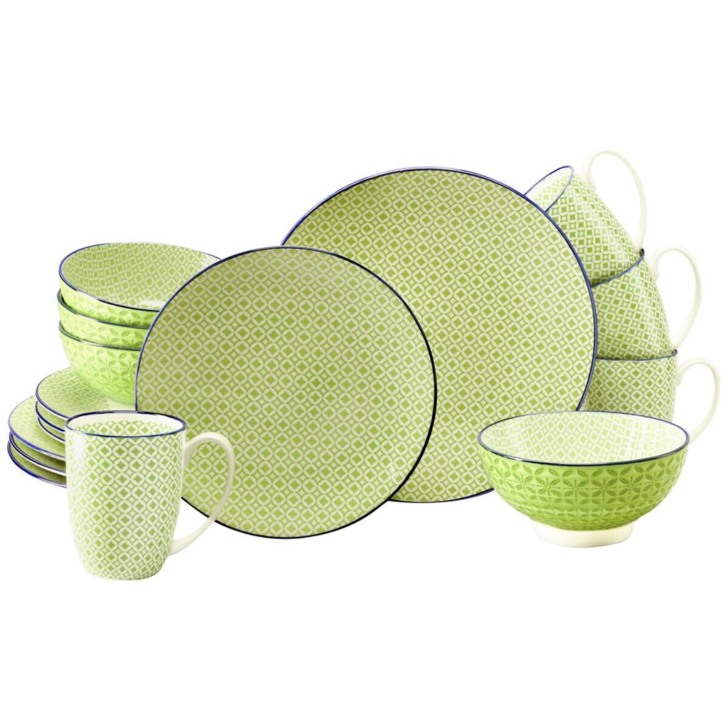 CreaTable Kombiservice Mediterran Grün, grün Steinzeug 16 tlg.