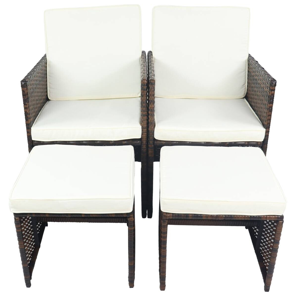 VCM Gartenstuhl 4er Set braun Rattan B/H/L: ca. 53x84x53 cm