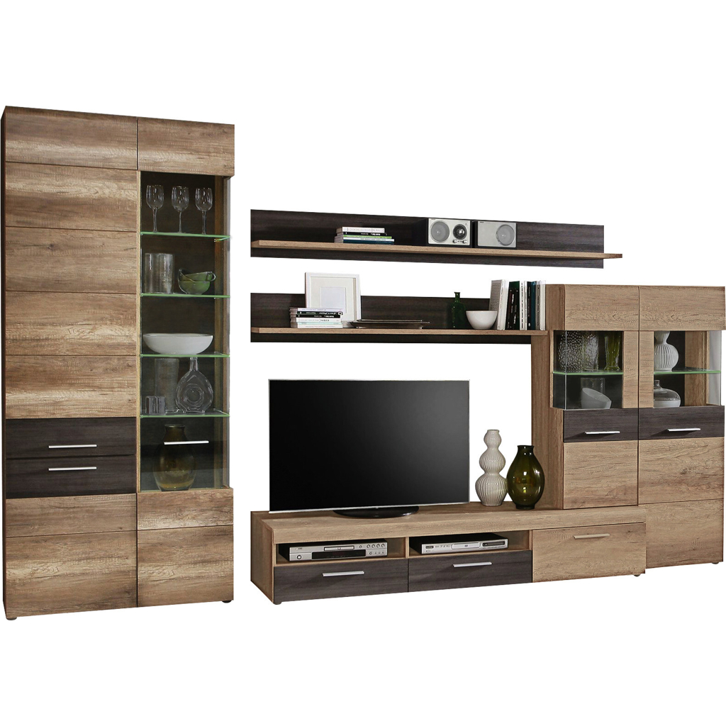 Wohnwand Eiche Antik Nachbildung Touchwood Nachbildung B/H/T: ca. 320x207x52 cm
