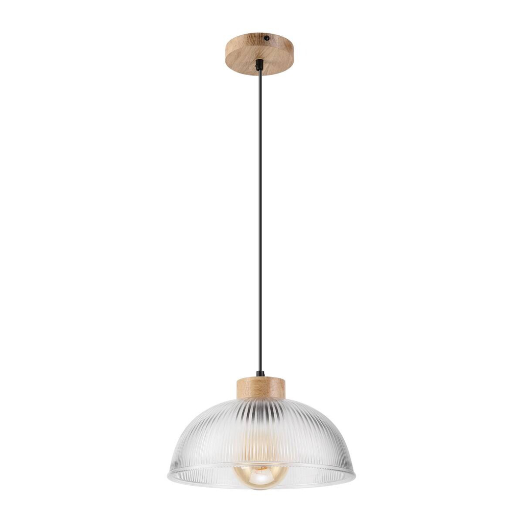 Lamkur Pendelleuchte Eiche Glas B/H/L: ca. 30x113x30 cm E27 1 Brennstellen