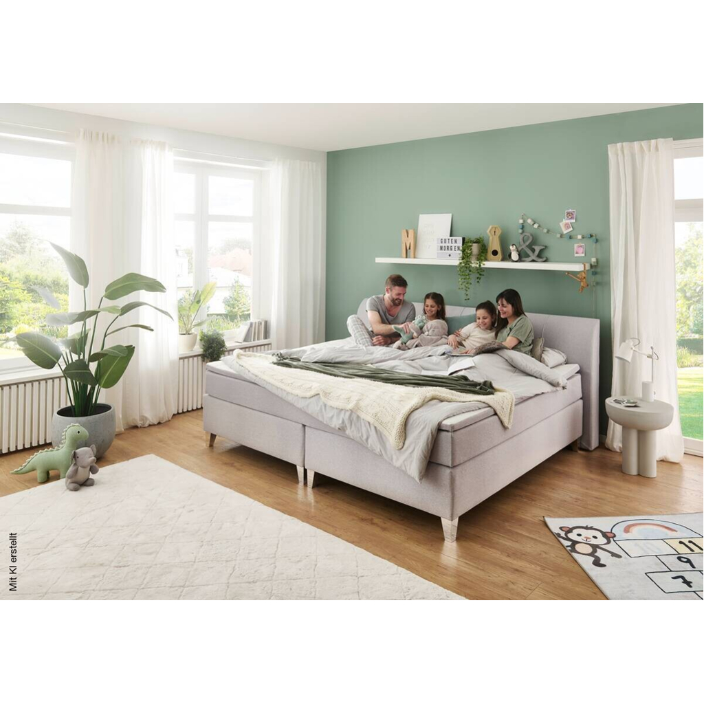 Familienboxspringbett Mare silber Liegefläche B/L: ca. 240x200 cm