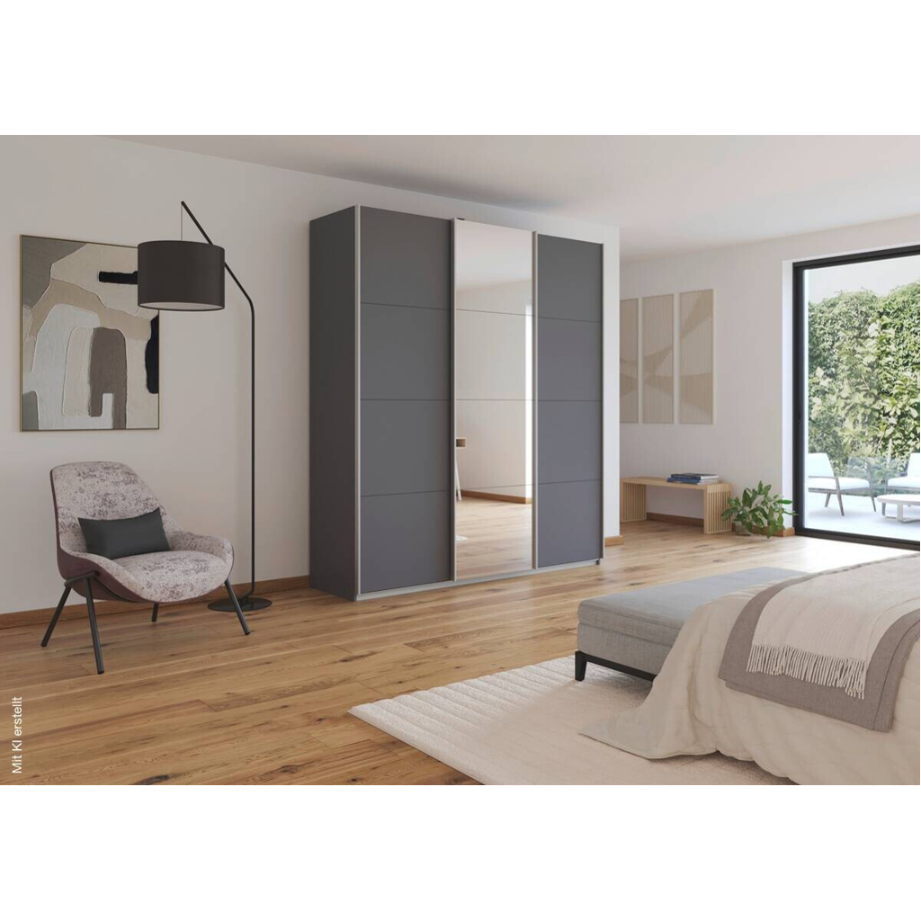 Kleiderschrank Kulmbach grau B/H/T: ca. 203x229x62 cm