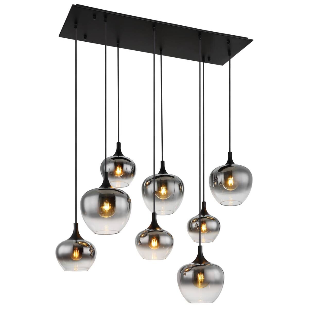 GLOBO Pendelleuchte Maxy schwarz Metall B/H/T: ca. 45x120x105 cm E27 8 Brennstellen