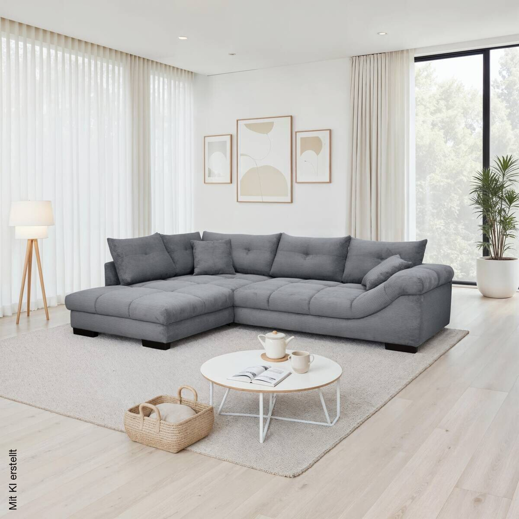 Ecksofa stone Microfaser B/H/T: ca. 318x92x227 cm