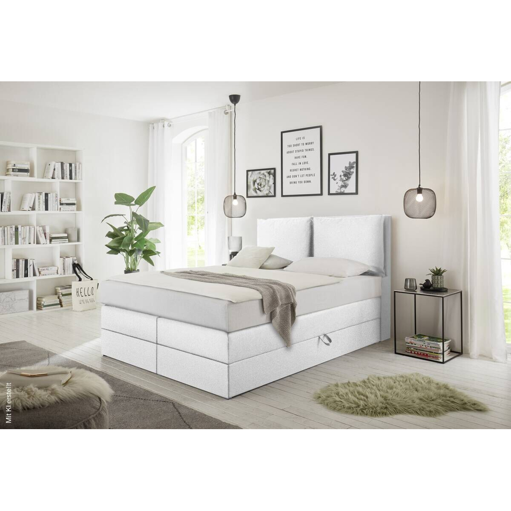 Boxspringbett Lissy weiß Liegefläche B/L: ca. 140x200 cm