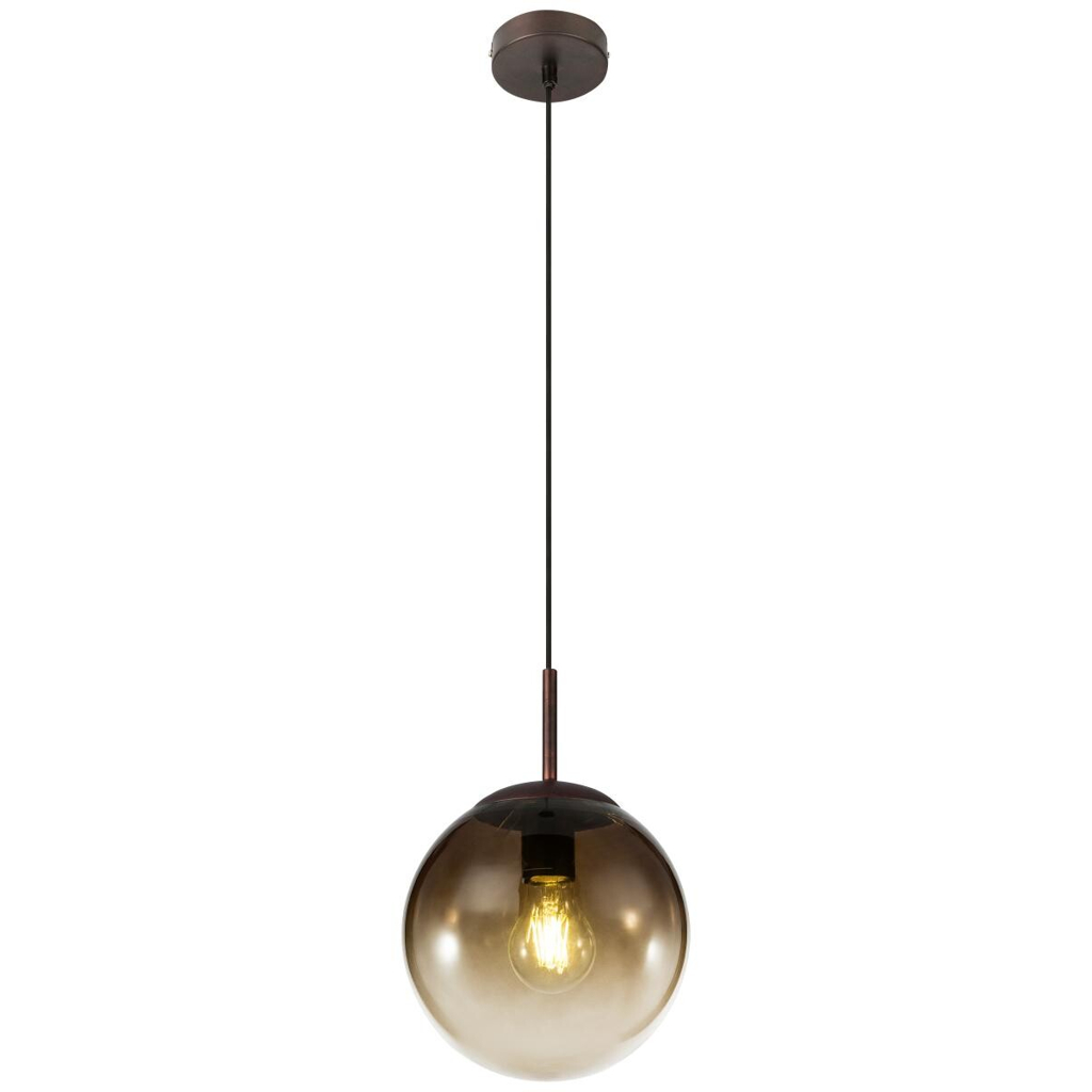 GLOBO Pendelleuchte Varus braun amber Glas Metall H/D: ca. 120x20 cm E27 1 Brennstellen