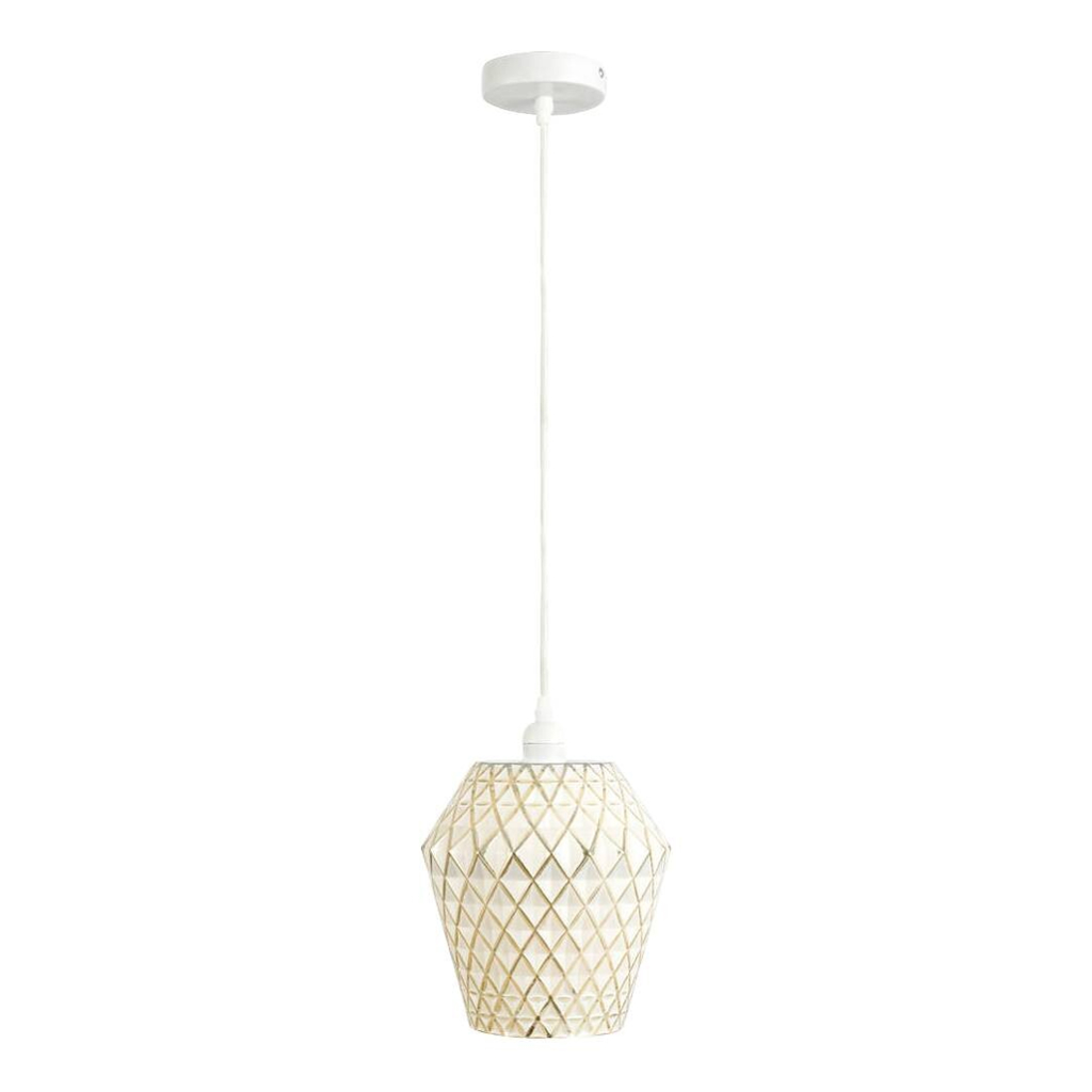 Kayoom Pendelleuchte Lumi weiß gold Glas B/H/L: ca. 20x27x20 cm E27 1 Brennstellen