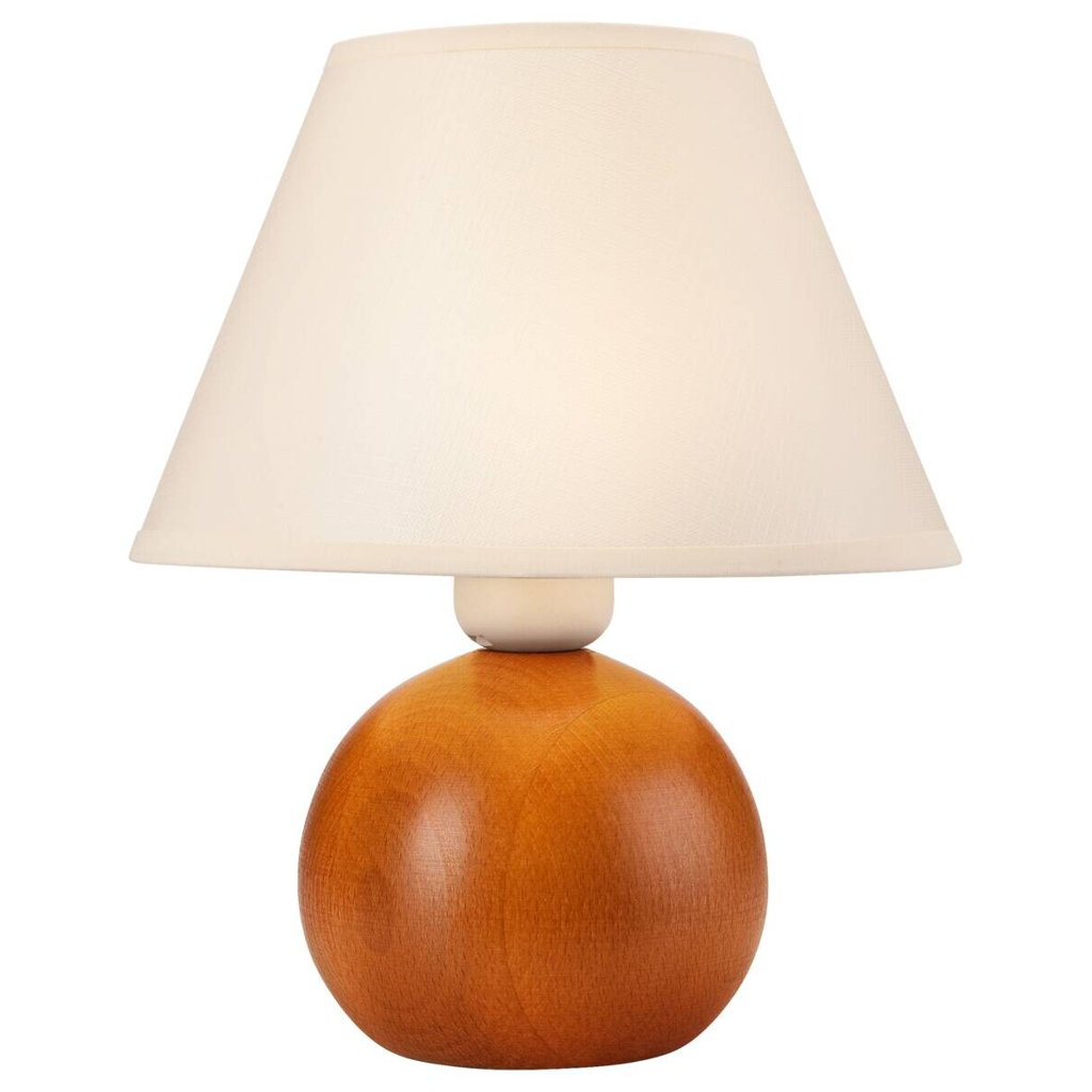 Lamkur Tischleuchte BALL 33082 rustikal Stoff Stahl Holz H/L: ca. 24x19 cm E27 1 Brennstellen