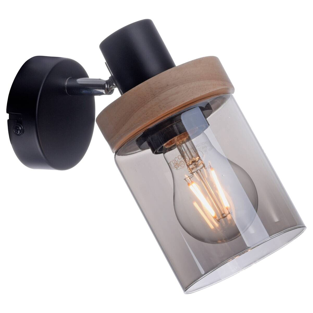 Just Light Spot Pasqual schwarz Rauch Metall Glas B/H/L: ca. 19x18x21 cm E27 1 Brennstellen