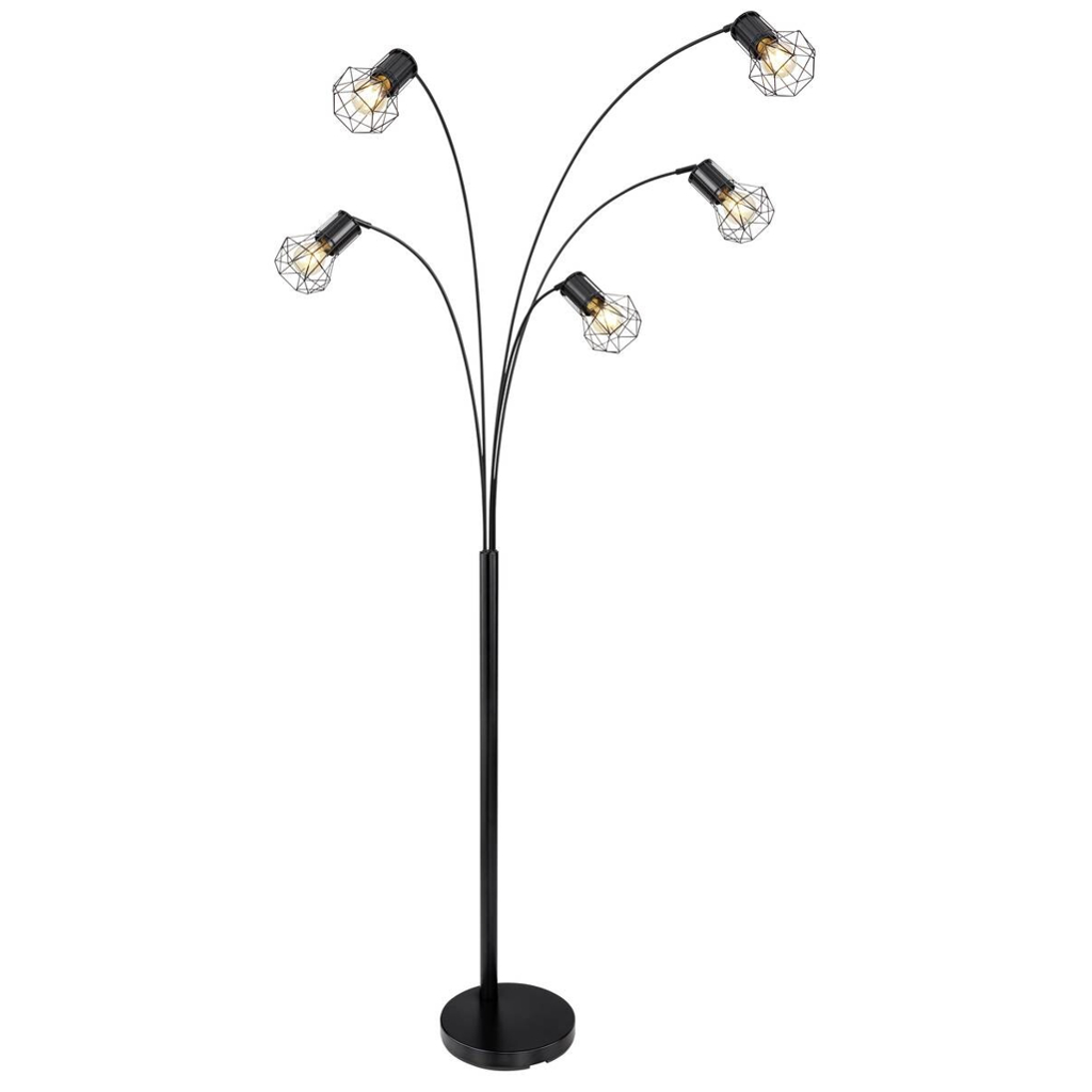 GLOBO Stehlampe Priska mattschwarz Metall B/H/T: ca. 74x204x80 cm