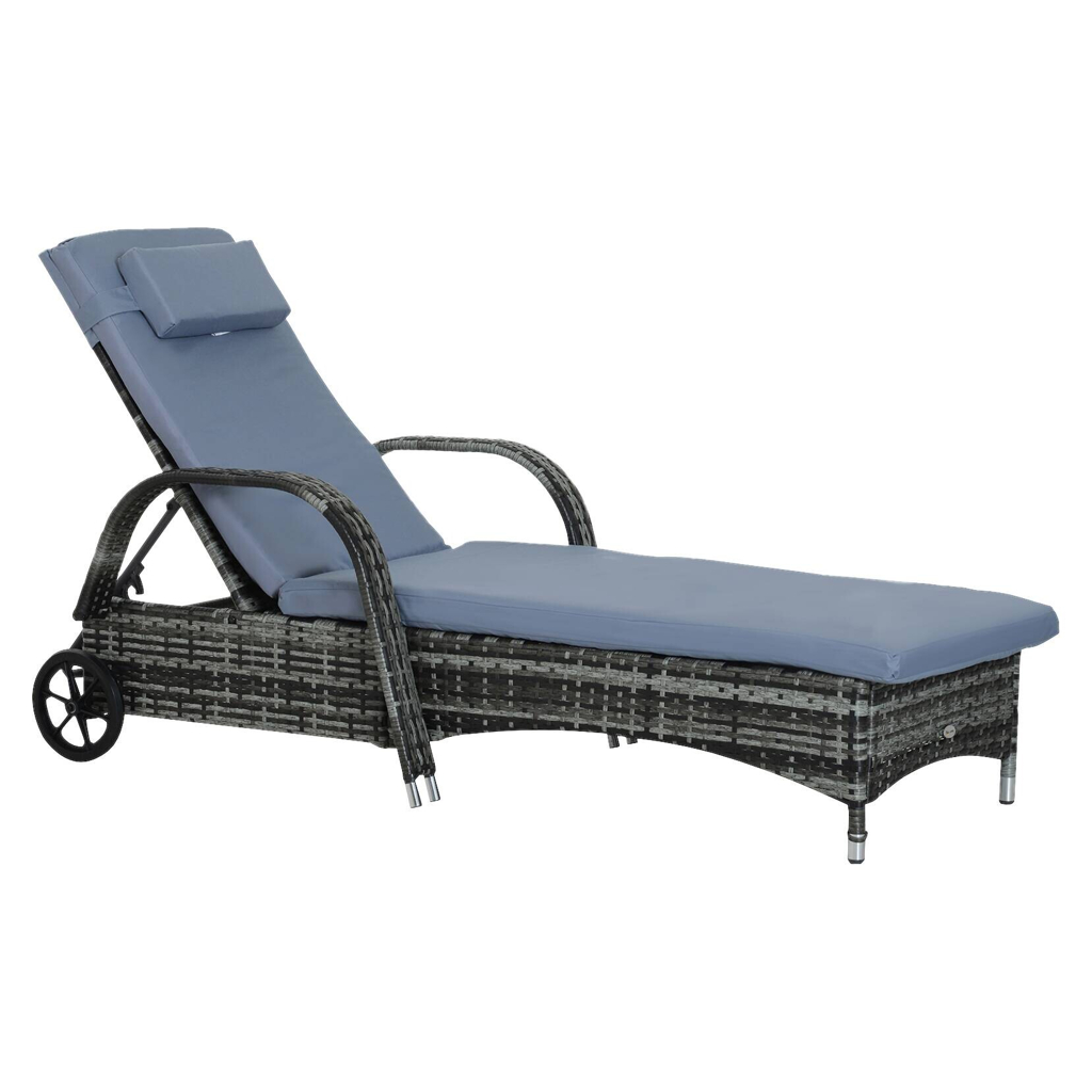 Outsunny Sonnenliege blau Edelstahl B/H/L: ca. 73x200x103 cm