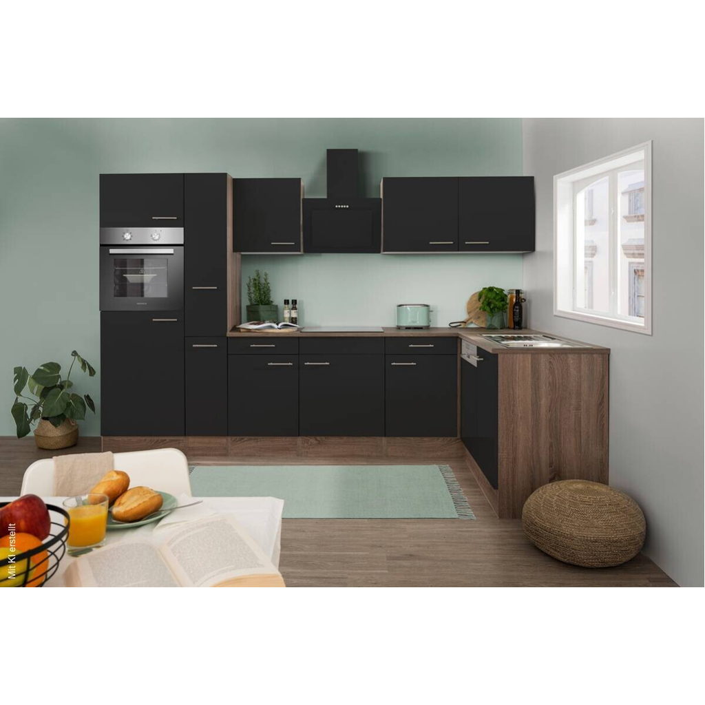 Respekta Winkelküche KBL310EYSS schwarz B/H/T: ca. 310x205x172 cm