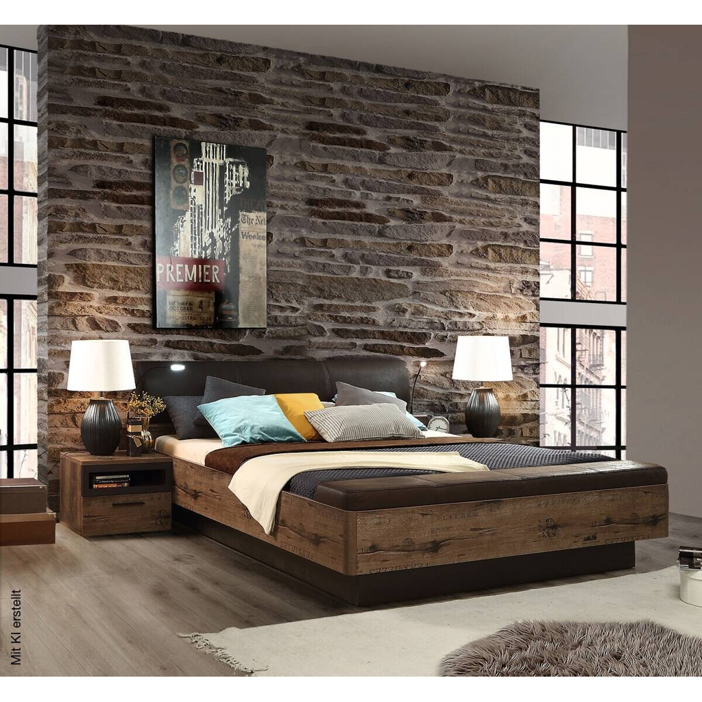Bett schlamm Eiche Nachbildung B/H/T: ca. 219,8x90x242,2 cm