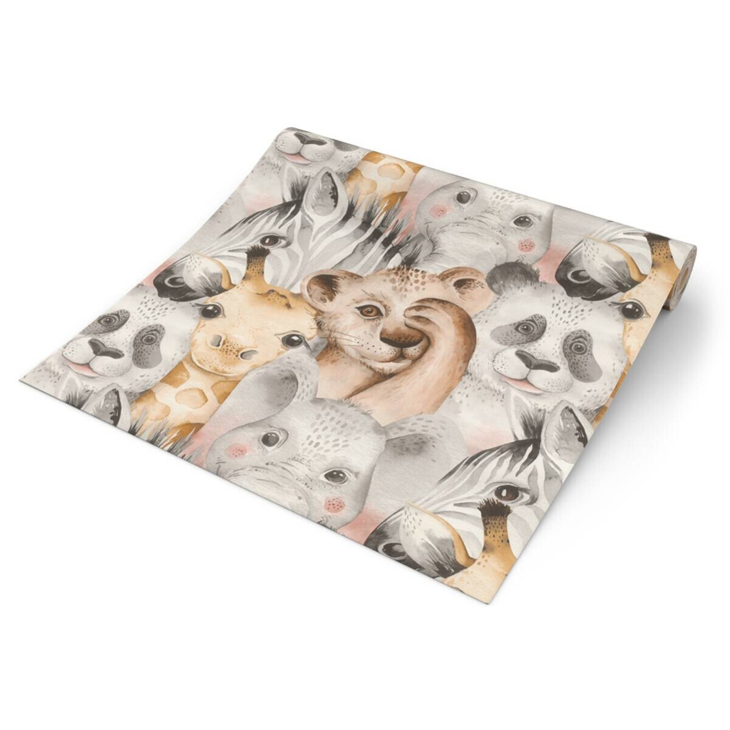 Papiertapete Zootiere bunt B/L: ca. 53x1005 cm