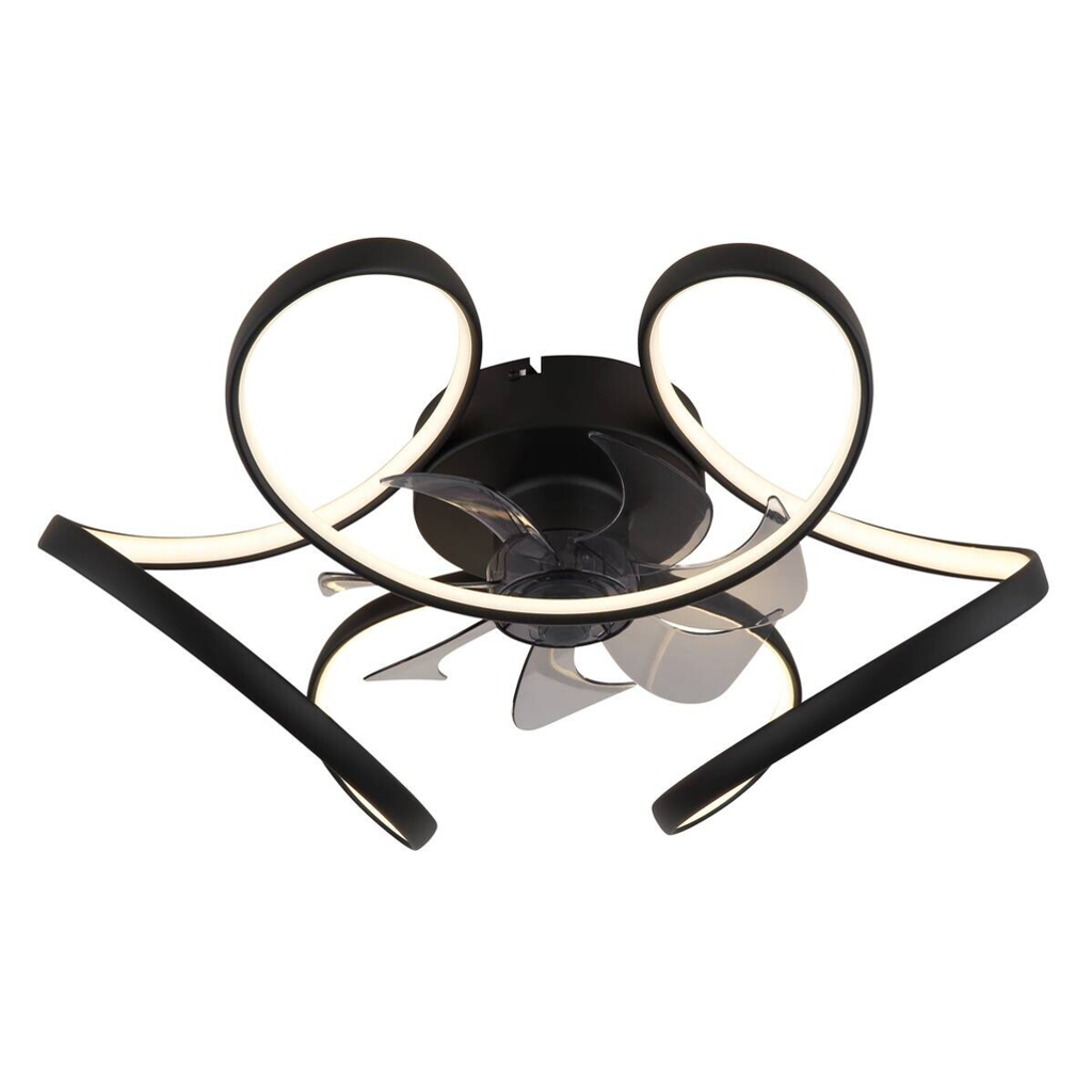 GLOBO LED-Deckenventilator transparent schwarz H/D: ca. 21x56 cm max. 30 W