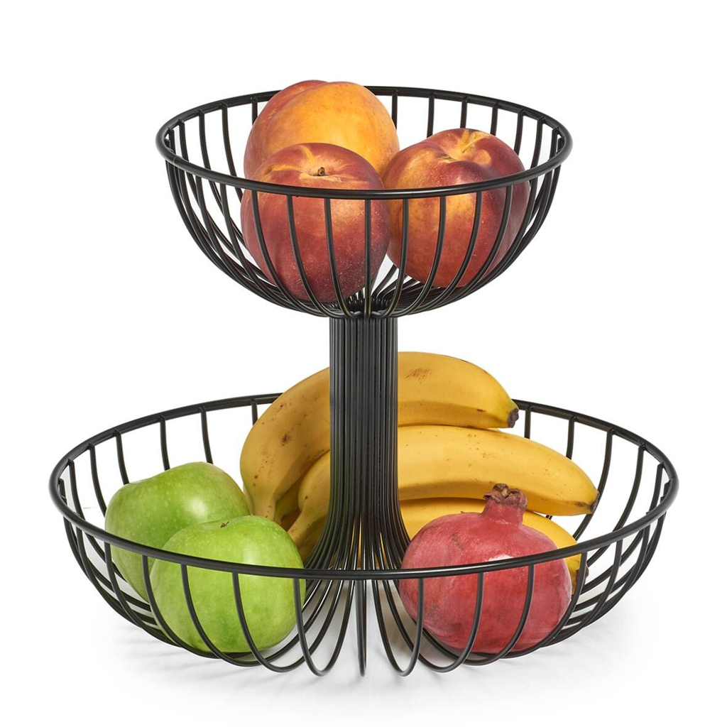 Zeller Obst-Etagere 2-lagig schwarz Metall B/H/L: ca. 32x25,8x32 cm