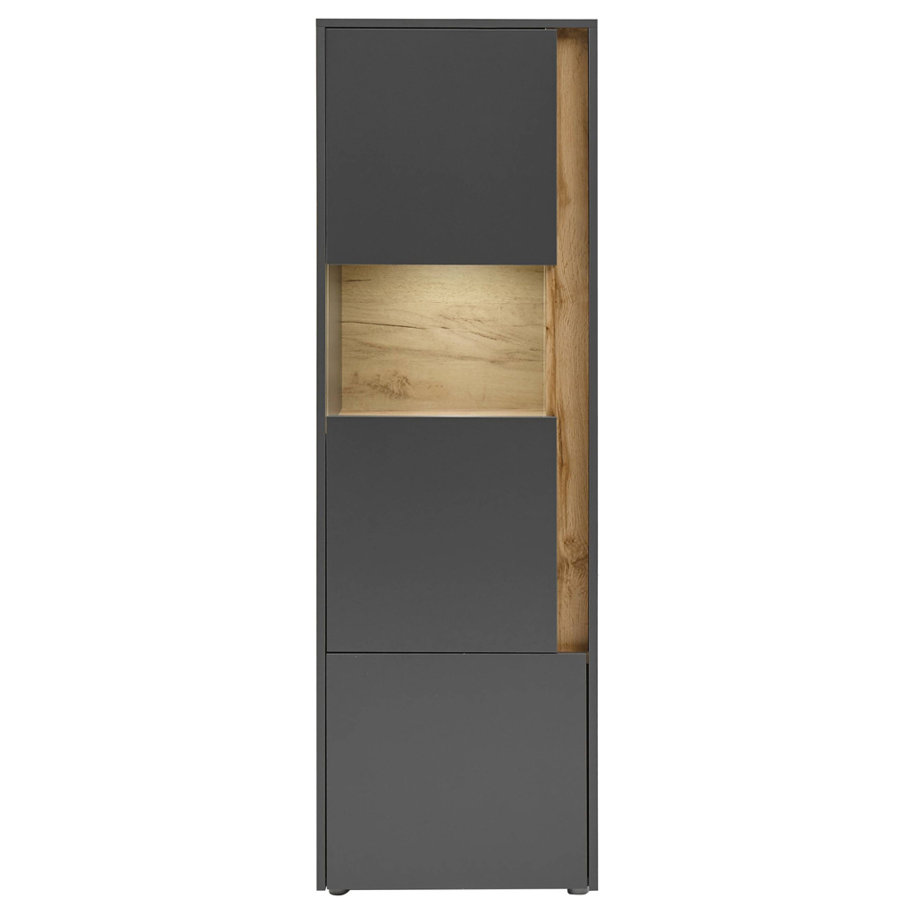 Standvitrine City Eiche Wotan Nachbildung anthrazit B/H/T: ca. 50x155x40 cm