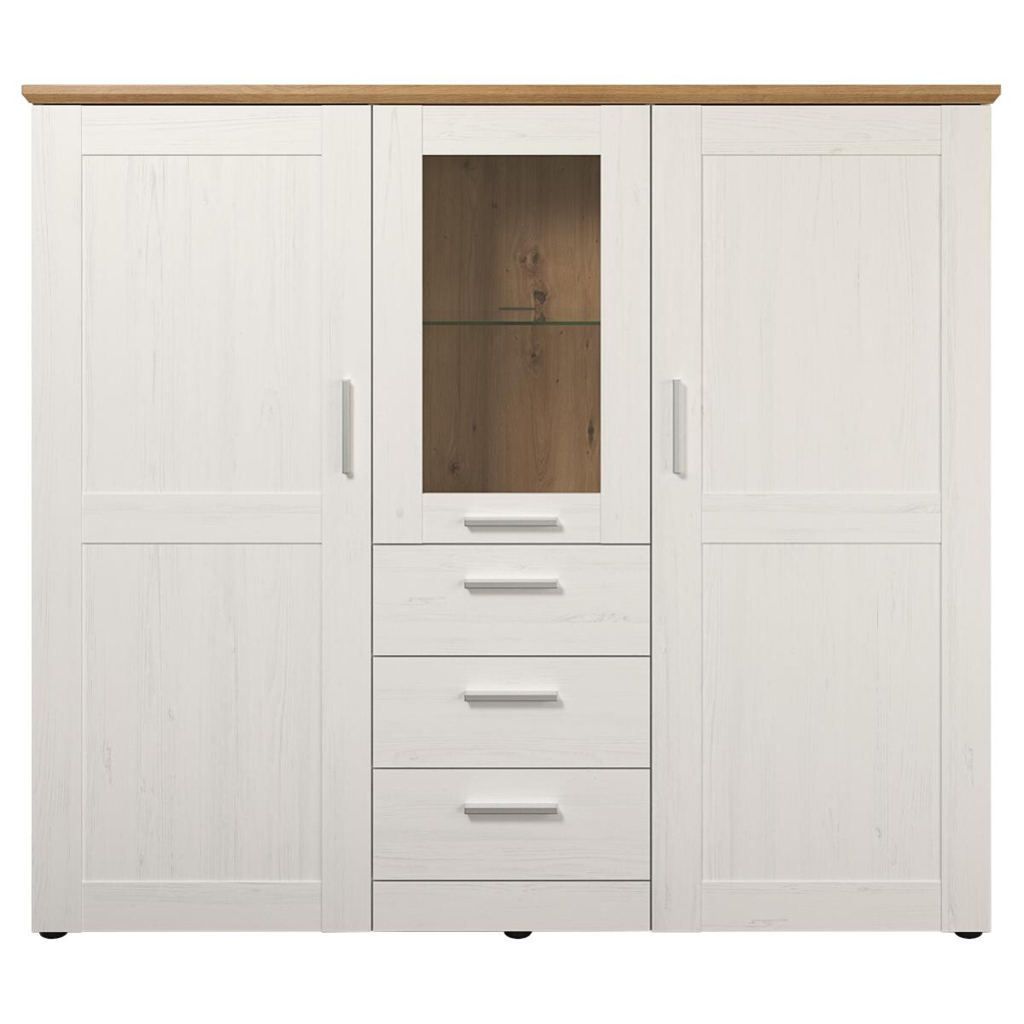 Highboard Shade weiß Pinie Nachbildung Eiche Artisan Nachbildung B/H/T: ca. 159x140x41 cm