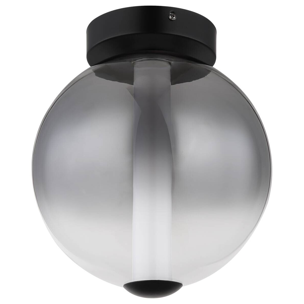 GLOBO Deckenleuchte mattschwarz Rauch Metall Glas H/D: ca. 28,5x25 cm 1 Brennstellen