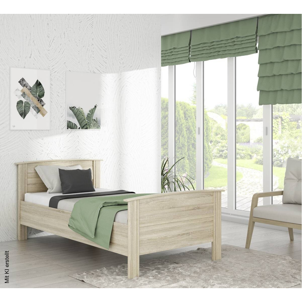 Komfortbett Eiche Sonoma Nachbildung weiß B/H/T: ca. 115x89,5x203 cm Liegefläche B/L: ca. 100x200 cm