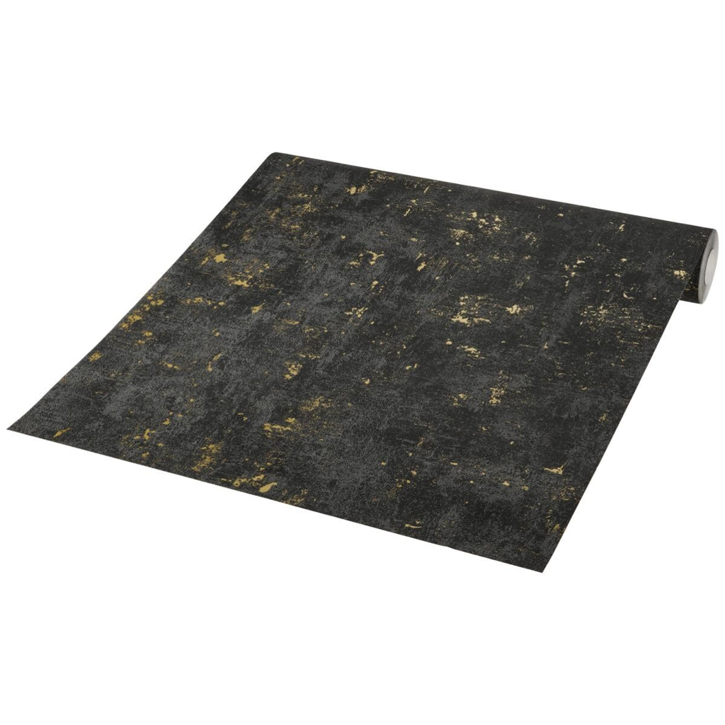 Vliestapete Betonoptik schwarz gold B/L: ca. 53x1005 cm