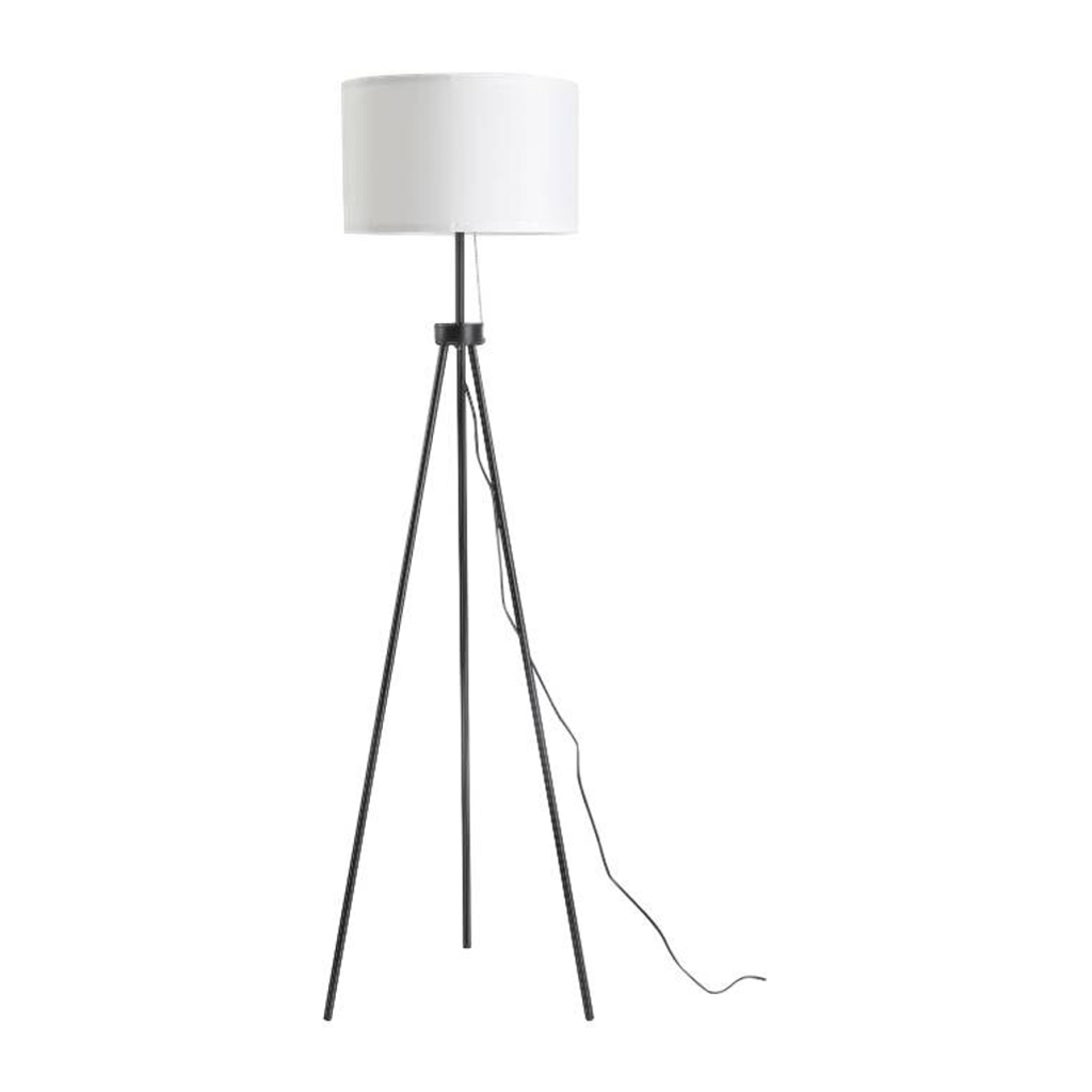 HOMCOM Stehlampe schwarz weiß Metall Polyester-Mischgewebe Stoff B/H/L: ca. 37x152x37 cm E27 1 Brennstellen