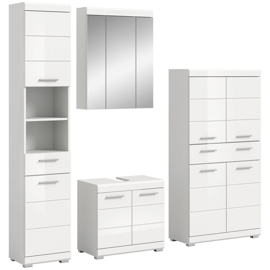 Badezimmer-Set Scout weiß weiß Hochglanz B/H/T: ca. 186x191x34 cm