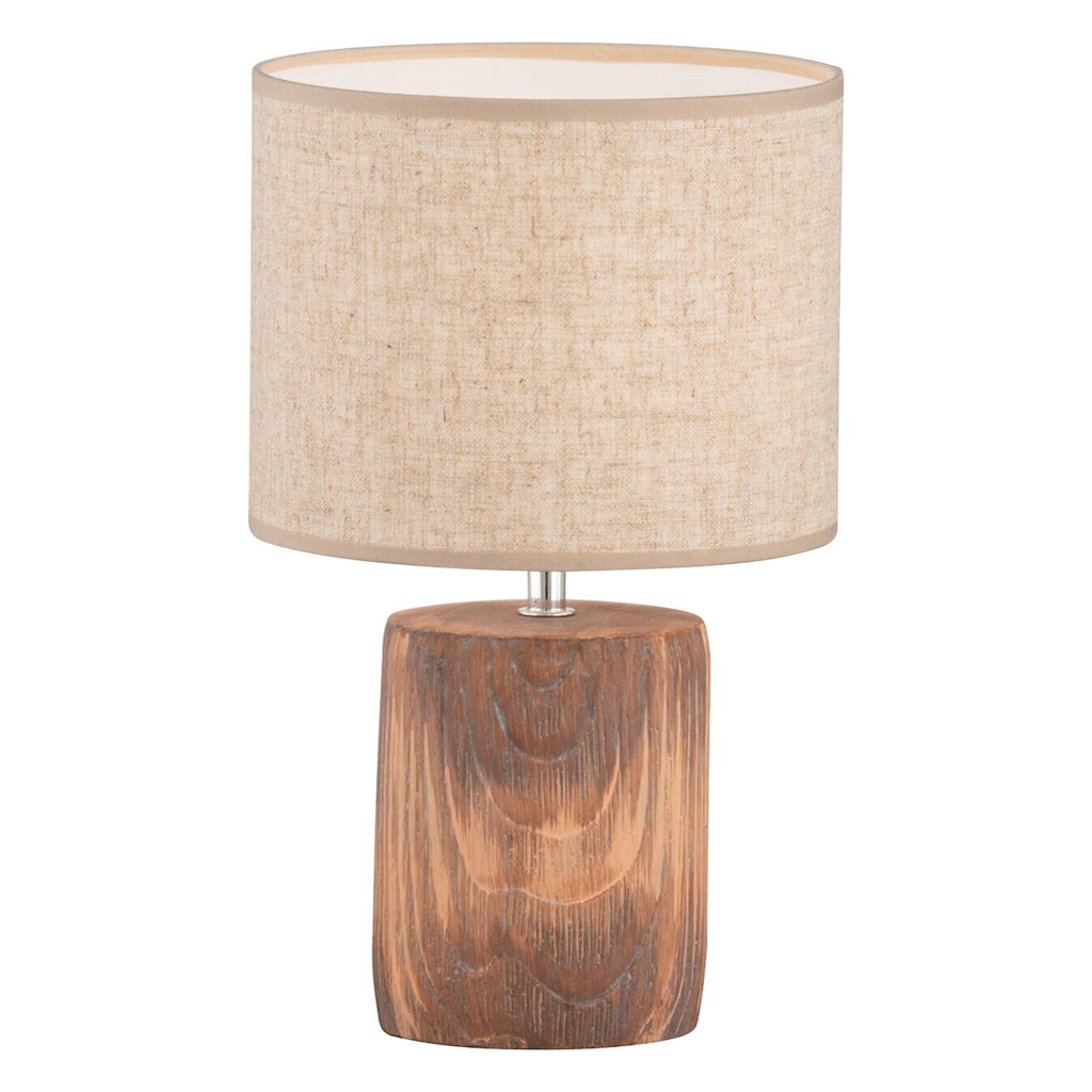 Fischer & Honsel Tischleuchte 50586 braun sand Leinen Keramik H/D: ca. 35x20 cm E14 1 Brennstellen