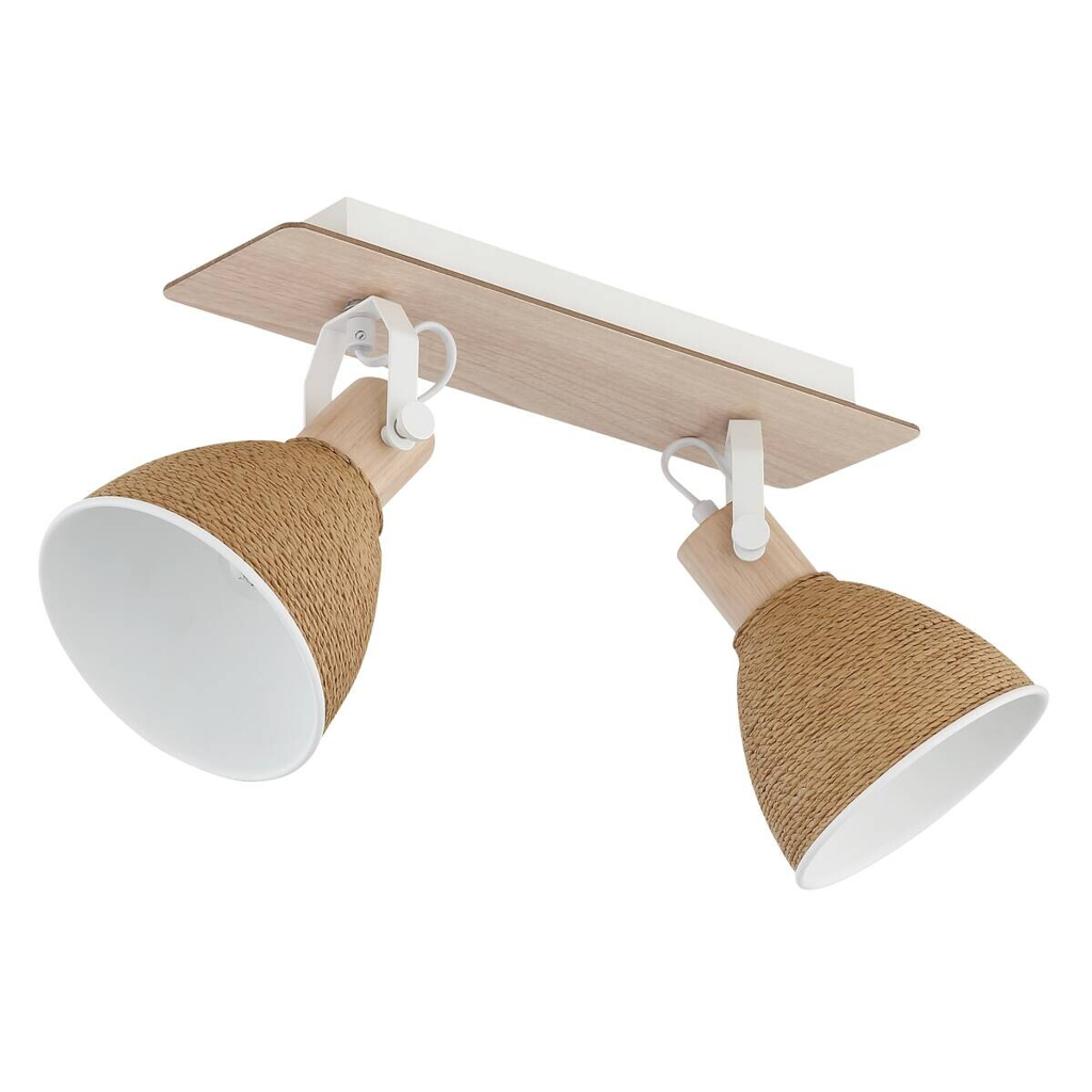 GLOBO Spot braun weiß Metall Holz B/H: ca. 39x19 cm E14 2 Brennstellen