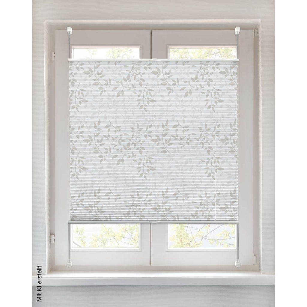 Spannplissee Blätter taupe B/L: ca. 80x130 cm