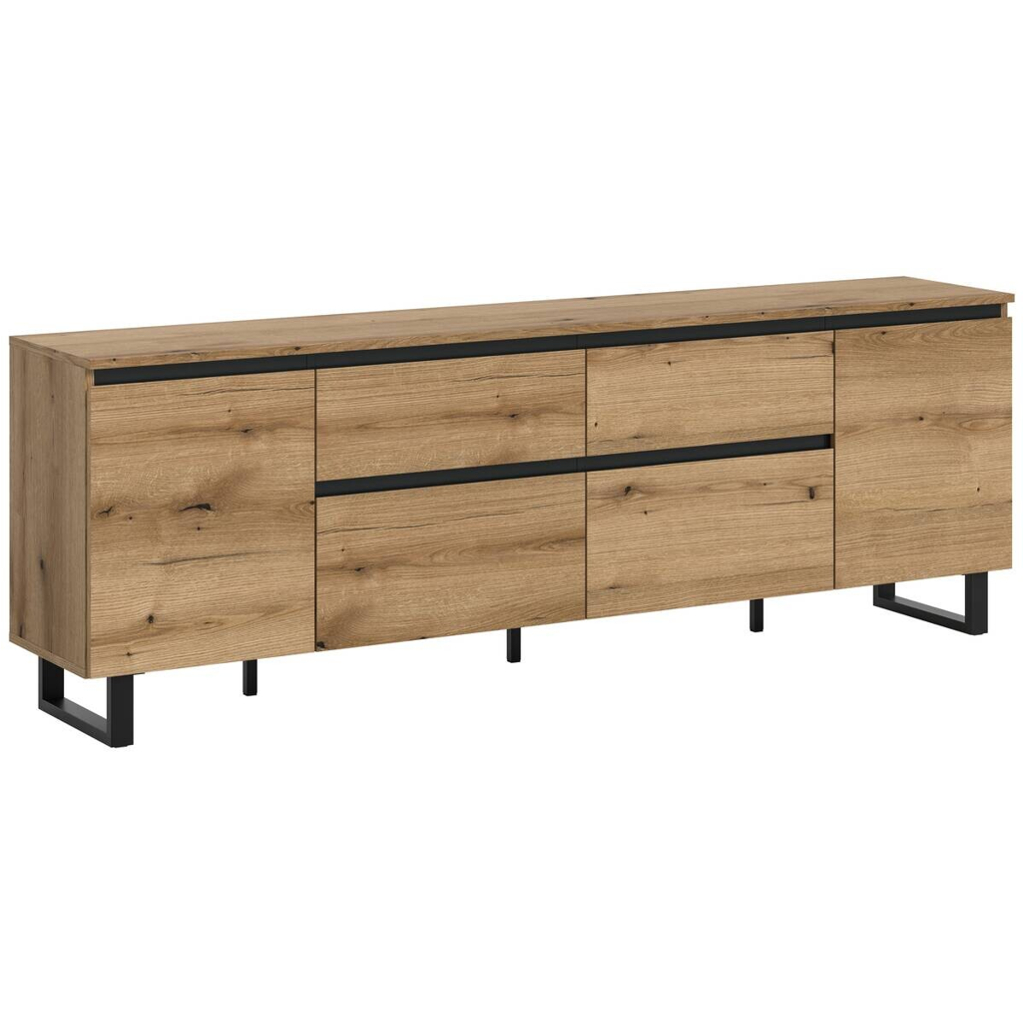 Lowboard Tomasa Evoke Oak Nachbildung schwarz B/H/T: ca. 188x65x36 cm