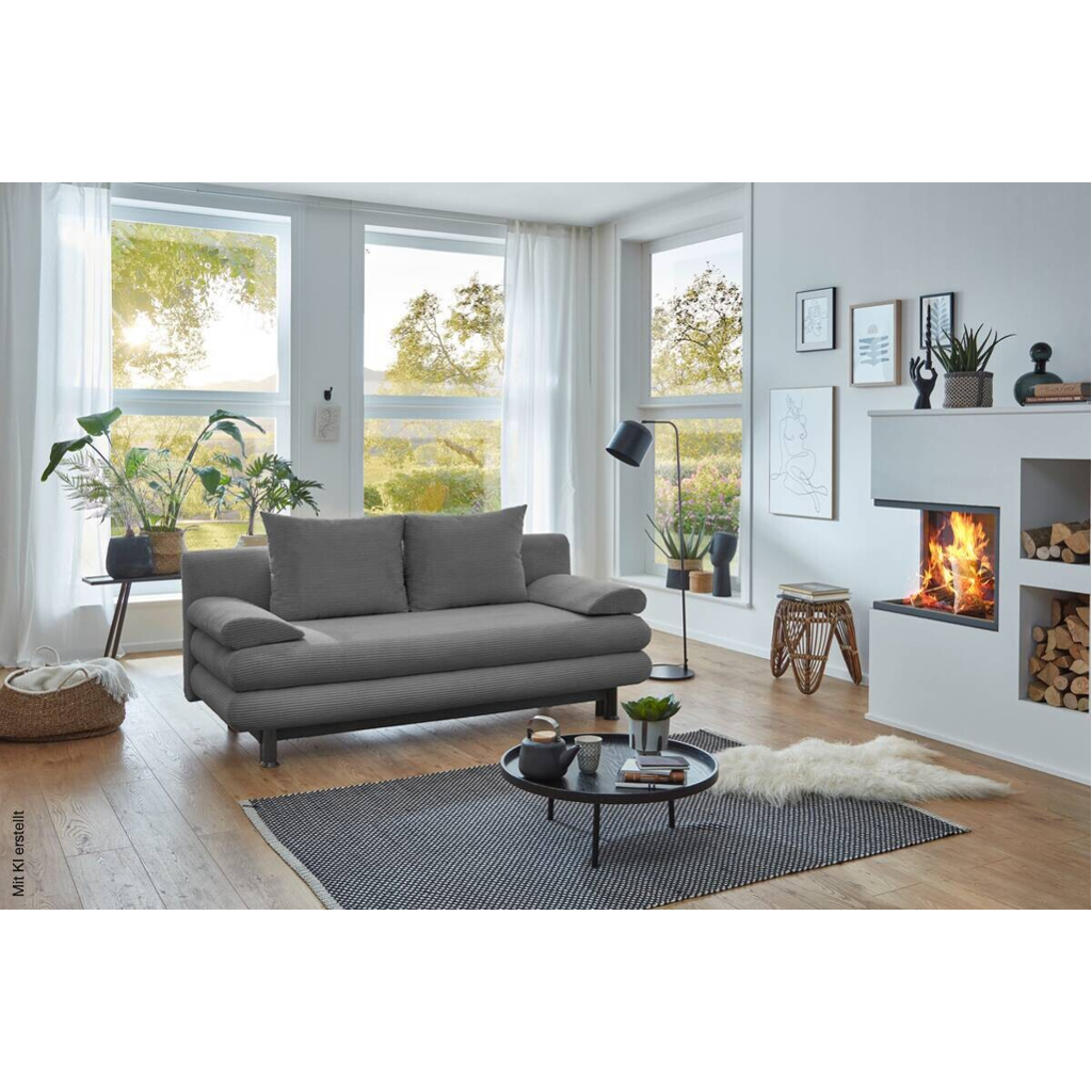 Schlafsofa Bern grau Microfaser B/H/T: ca. 190x93x92 cm