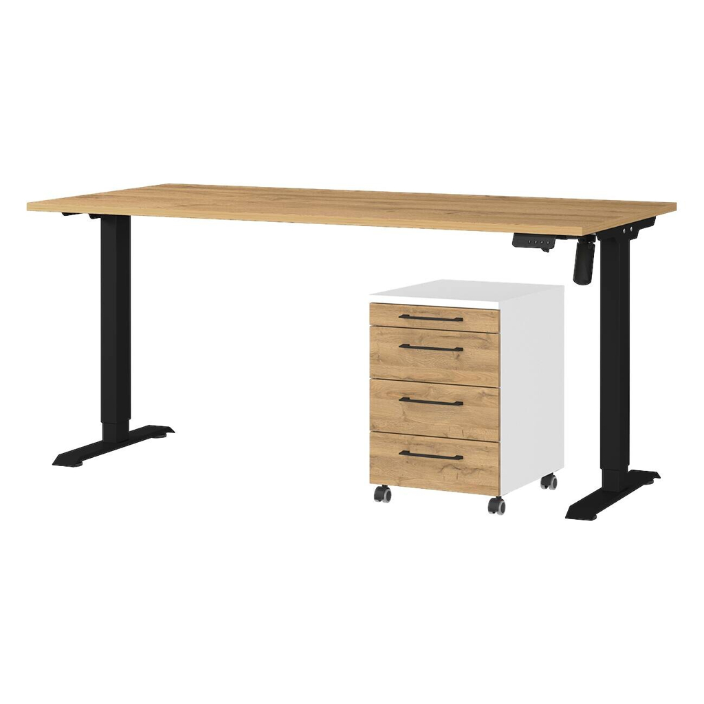 Büro-Sets 9750-559 Eiche Grand-Son Nachbildung weiß schwarz B/H/T: ca. 217x119x80 cm