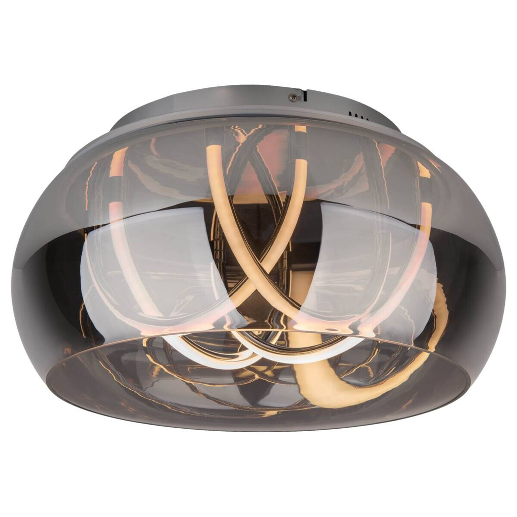 Näve Leuchten LED-Deckenleuchte Chrom Metall Glas B/H/T/D: ca. 45x23,5x45x45 cm