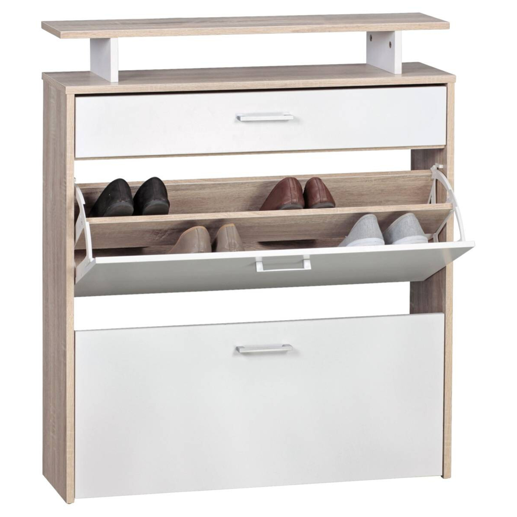 Schuhschrank Eiche Sonoma Nachbildung weiß B/H/T: ca. 80x95x24 cm