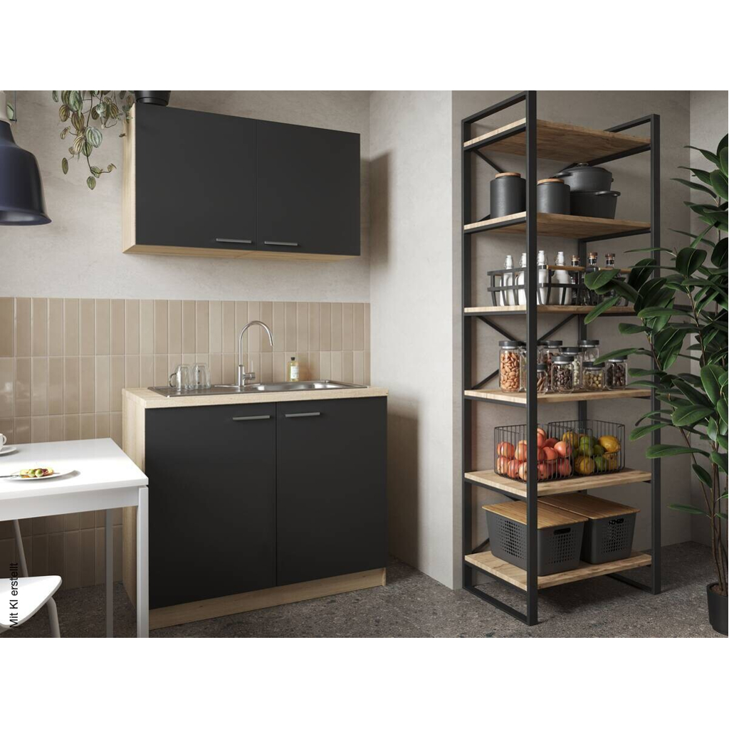 Anbauküchen-Set Merle schwarz B/H/T: ca. 100x200x60 cm