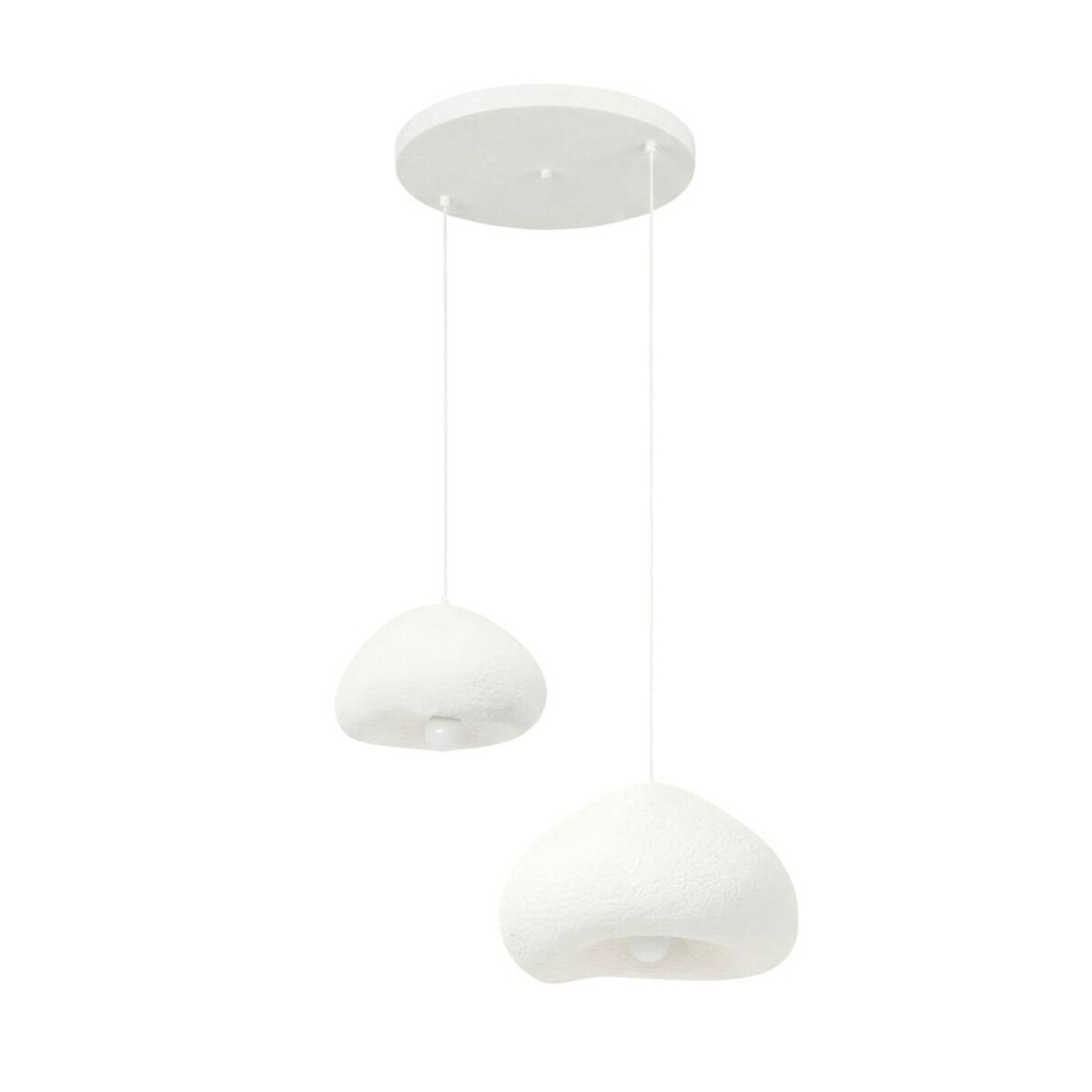 Opviq Pendelleuchte weiß Metall Fiberglas B/T/L: ca. 70x70x70 cm E27 2 Brennstellen
