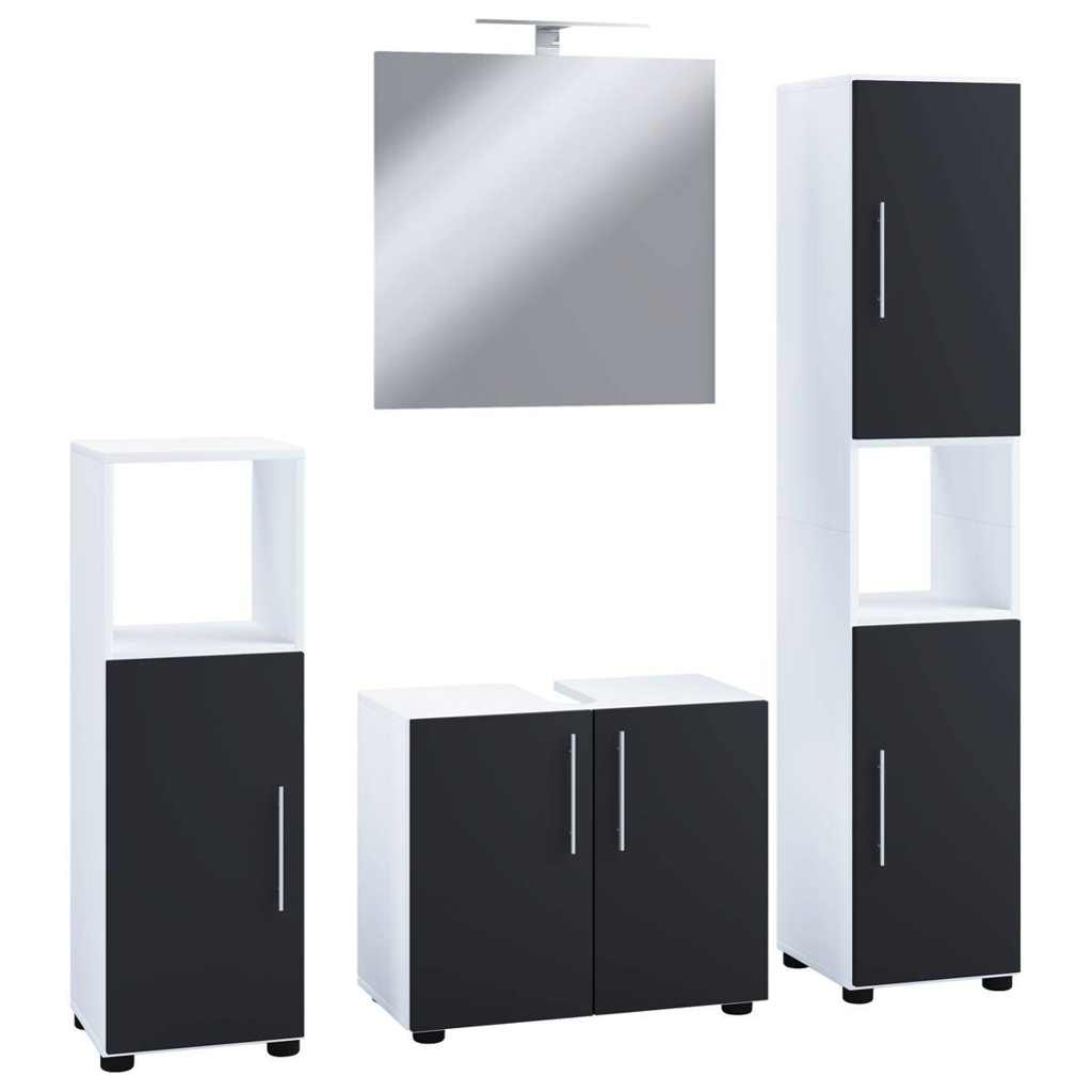 Badezimmer-Set 4tlg-Flandu schwarz weiß B/H/T: ca. 60x51x46 cm