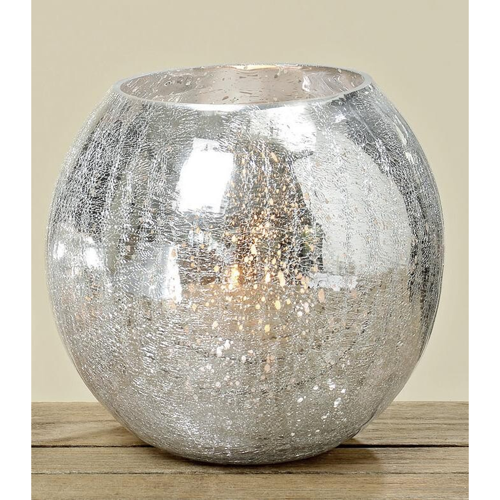 POCOline Windlicht silber Glas H/D: ca. 18x22 cm