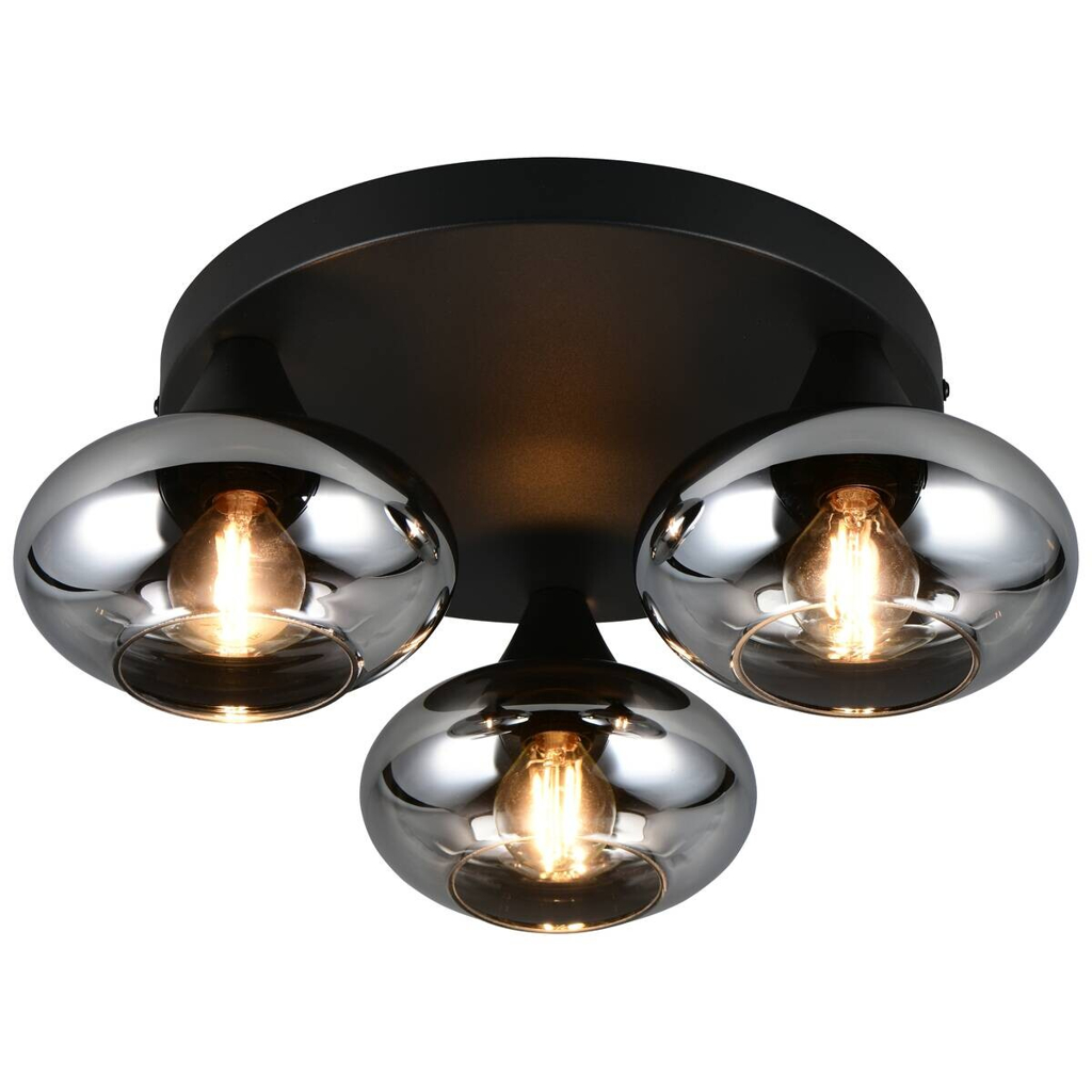 Reality Deckenleuchte Divina mattschwarz Rauch Metall D: ca. 39 cm null 3 Brennstellen